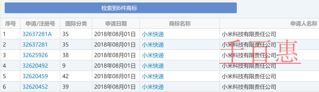小米快递：商标注册已核准，或将进军快递行业？