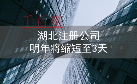 湖北开设企业注册登记 明年缩至3个工作日以内